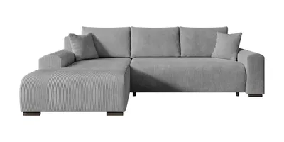 Produktbild von STOREZ24 L-Form Ecksofa NELLY inklusive Schlaffunktion, Ecke mit Bettkasten, Farbe: hellgrau, Seite: links