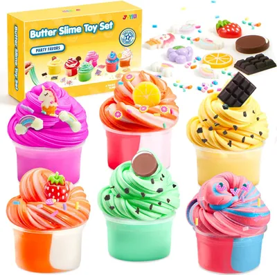 Productafbeelding van Boterslijmset - Set van 6 - Feestcadeau voor kinderverjaardag - Cloud-slijm - Slijmkit voor meisjes en jongens