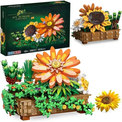 Produktbild von Sonnenblumen Klemmbausteine Pflanzen Bonsai Bausteine Blumenstrauß Bausatz NEU