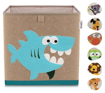 Produktbild von Lifeney Kinder Aufbewahrungsbox I praktische Aufbewahrungsbox für jedes Kinderzimmer I Kinder Spielkiste I Niedliche Spielzeugbox I Korb zur Aufbewahrung von Kinder Spielsachen (Hai dunkel)