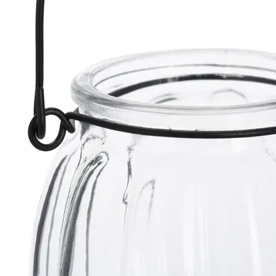 Produktbild von Relaxdays Windlicht Glas, 12er Set, Teelichthalter mit Henkel, H x D: 7,5 x 8 cm, rundes Kerzenglas, transparent
