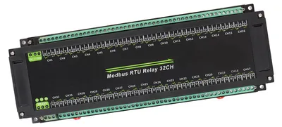 Zdjęcie produktu dla Moduł przekaźnikowy RTU, 32 kanały, bezpieczna izolacja optoelektryczna, obudowa do montażu na szynie, moduł przekaźnikowy RS485 dla przemysłu Strona główna