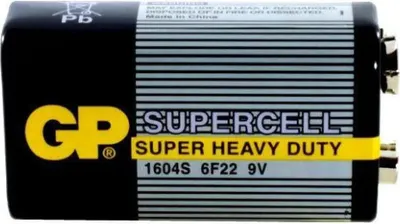 Immagine prodotto di Batteria allo zinco-carbone Batteria GP (9V) SUPERCELL 6F22, 1604S-B, (1 batteria) 9V