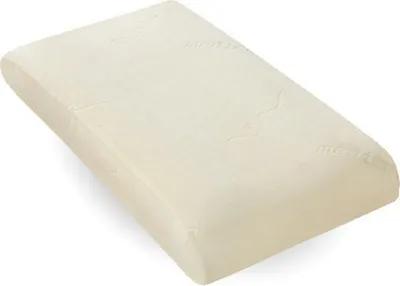 A cream-colored pillow on a white background.