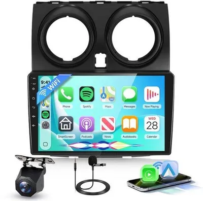 Productafbeelding van 9 inch Bluetooth-autoradio voor Nissan Qashqai J10 2006-2016 draadloze Carplay Android Auto, EQ, WiFi GPS, Mirror Link, RDS/FM-radio 2 DIN met AHD achteruitrijcamera
