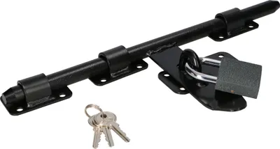 Produktbild von KOTARBAU® Torriegel mit Vorhängeschloss Türriegel Bolzenriegel Garagentorriegel Schubriegel 340 mm Schwarz