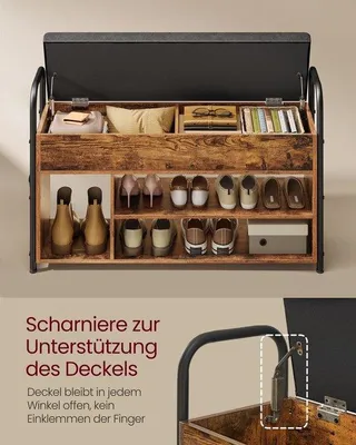 Imagen del producto de Zapatero - Estante para zapatos con espacio de almacenamiento interior - con organizador - estilo rústico, color marrón y  - 30 x 100,6 x 62,5 cm