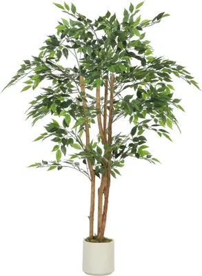 Produktbild von Künstlicher Ficusbaum - Kunstpflanze mit Topf - Für innen - Größe 65×65×150 cm - Material PP - Armeegrün