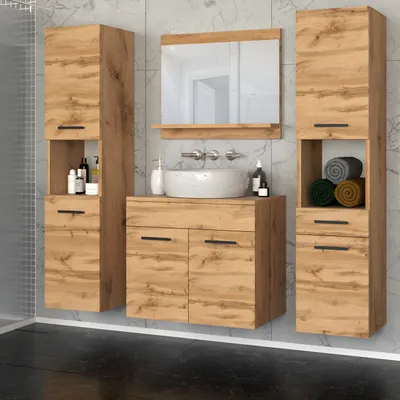 Zdjęcie produktu dla Blanco ® Meble łazienkowe Zestaw mebli łazienkowych PARIS 1 Meble do łazienki DĄB WOTAN