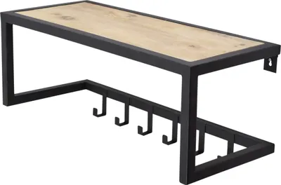 Zdjęcie produktu dla LOFT42 Woody – czarny wieszak ścienny – drewno mango