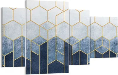 Produktbild von Bild auf Leinwand - Leinwandbild - 4 Teile - Abstraktion Figuren Geometrisch - 120x70cm - Wand Bild - Wanddeko - Wandbilder - Leinwanddruck - Bilder - Wanddekoration - Leinwand bilder - DL120x70-5135