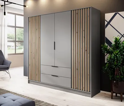 Image de Armoire « Nelly » à portes battantes, gris chêne Artisan, largeur 206 cm