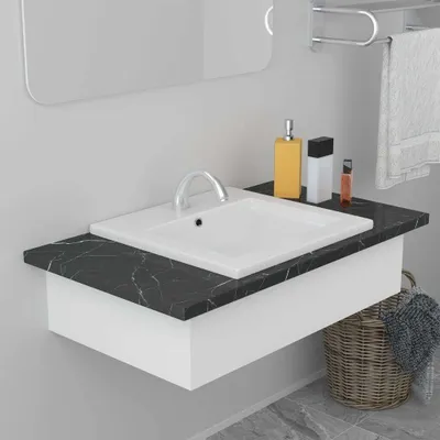 Immagine prodotto di The Living Store Lavabo da incasso 42x39x18 cm in Vetroceramica bianca