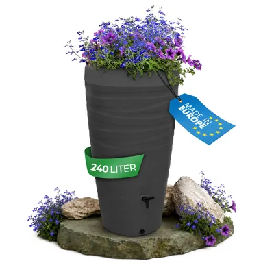 Produktbild von YourCasa Regentonne 240 Liter [Wave Design] - Frostsicher & UV-beständig Anthrazit