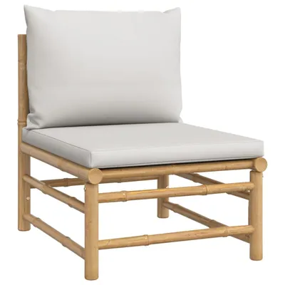 Produktbild von Garten-Mittelsofa mit Hellgrauen Kissen Bambus