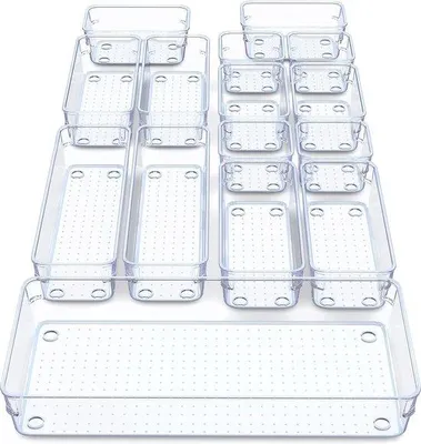 Immagine prodotto di Set di organizer per cassetti con 15 cassetti trasparenti per cosmetici e altro
