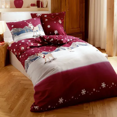 Produktbild von Traumschlaf Rentier Biber Bettwäsche Winterwonderland 135x200 cm + 80x80 cm