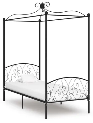 Obrázek produktu pro vidaXL Rám postele se stříškou černý kov 100 x 200 cm