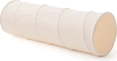A plain white fabric tunnel for children.