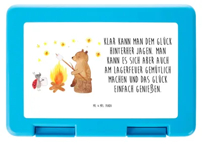 Produktbild von Mr. & Mrs. Panda Snackbox Bär & Marienkäfer Lagerfeuer - Weiß - Geschenk, Lunchbox, Butterbrotdose, Bento Box, Bentobox, Brotzeitbox, Brot Aufbewahrungsbox