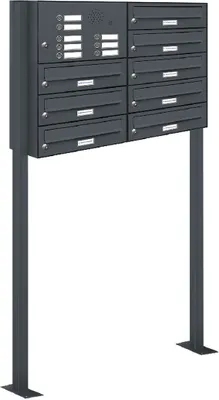 Produktbild von 8er Briefkasten Standanlage Freistehend RAL 7016 Anthrazit Klingel