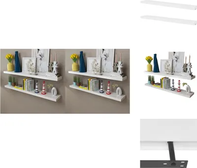 Image de vidaXL Étagères murales 4 pcs. Blanc 120 cm - Étagères murales