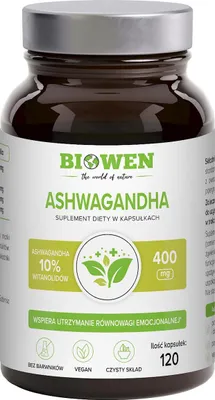 ASHWAGANDHA EKSTRAKT (400 mg) 120 KAPSUŁEK - BIOWEN