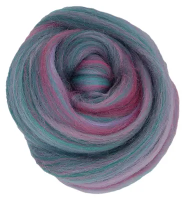 Produktbild von Filzwolle 20 g im Kammzug, ca. 90 cm Länge – 100% Wolle (Merino) Märchenwolle zum Nassfilzen und Trockenfilzen, Spinnen – Hortensie
