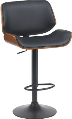 Obrázok produktu pre Koženková barová stolička - Drevený dizajn - Ergonomické operadlo, nastaviteľná výška sedadla 60-81 cm