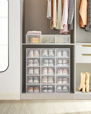 Obrázek produktu pro SONGMICS boxy na boty sada 18 úložných boxů organizér na boty skládací bílý
