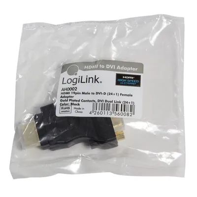 Immagine prodotto di Logilink HDMI Adapter, HDMI male - DVI-D female, (Gold)