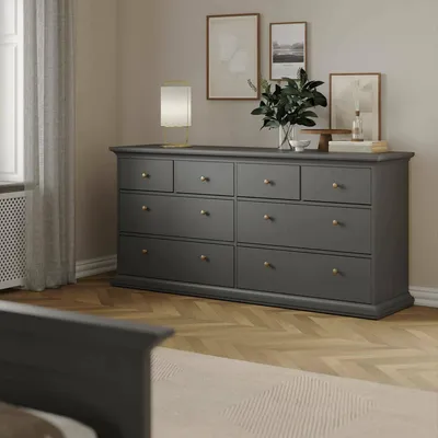 Image de Asiagela - Commode, 183x49x87h cm Gris, 8 Tiroirs