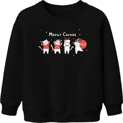 Obrázek produktu pro Meowy Catmas Cats Kitten - vánoční vánoční dárek Uni dětský vánoční svetr, černý, 152 ks