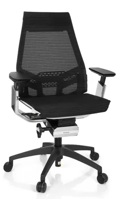 Produktbild von hjh OFFICE Profi Bürostuhl GENIDIA SMART WHITE CM Ergonomischer Schreibtischstuhl mit Armlehnen Netzstoff Schwarz/Weiß/Chrom Drehstuhl für Büro, Zuhause
