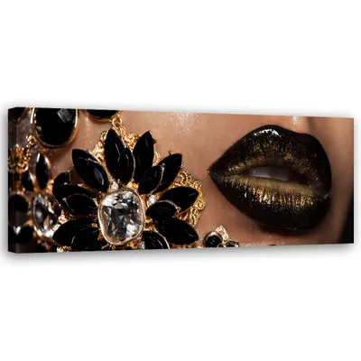 Produktbild von Leinwandbild Schwarze Lippen 120x40 Feeby Schwarz bild für die wand bereit zum aufhängen