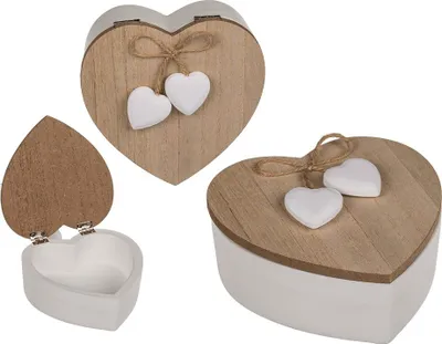 Produktbild von OOTB Weiße Herz-Holz Dose mit Deckel &