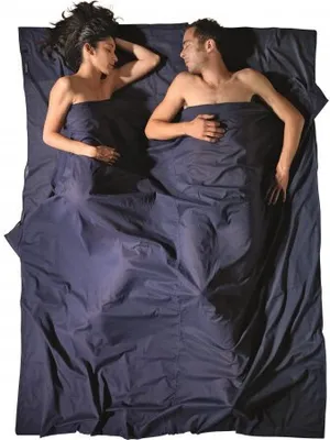 Produktbild von COCOON - travel sheet silk double size - rechteckiger Hüttenschlafsack / Inlet aus Seide für 2 Personen, Farbe:blau
