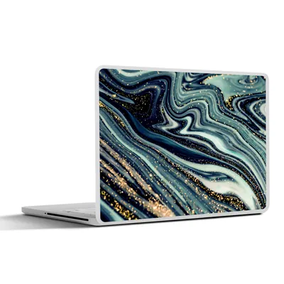 Produktbild von MuchoWow® Laptop Aufkleber Sticker Cover Marmor - Gold - Blau - Glitter - Marmoroptik - Abstrakt 31x22.5 cm - Laptop-Deko