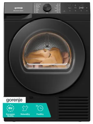 Obrázok produktu pre Gorenje DG48DB, Voľne stojaci, Predné plnenie, Tepelné čerpadlo, Čierna, Otočné, Pravý