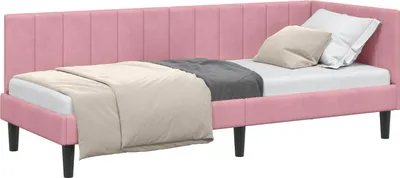 Zdjęcie produktu dla vidaXL Narożna rama łóżka z zagłówkiem różowa 80 cm x 200 cm aksamitna