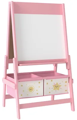 Produktbild von Kinder Staffelei 3 in 1 Kindertafel mit Kreidetafel, Whiteboard, Papierrolle, 2 Aufbewahrungsboxen, für 3-8 Jahre Rosa