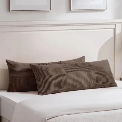 Produktbild von Set mit 2 dunkelbraunen Kissenbezügen, 40 x 145 cm, weich, moderne Dekokissenbezüge, Sofakissen, Boho-Dekoration für Sofa, Schlafzimmer, Wohnzimmer, Bett