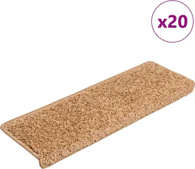 Obrázok produktu pre Schodové rohože 20 ks 65x21x4 cm béžové s obdĺžnikovým okrajom