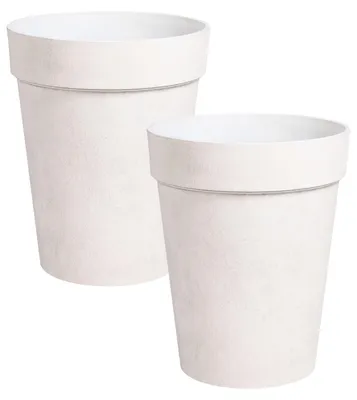 Produktbild von BELIANI Blumentopf 2er Set Beige Kunststoff Rund 41 cm Modernes Design Garten Outdoor Außenbereich Pflanzkübel