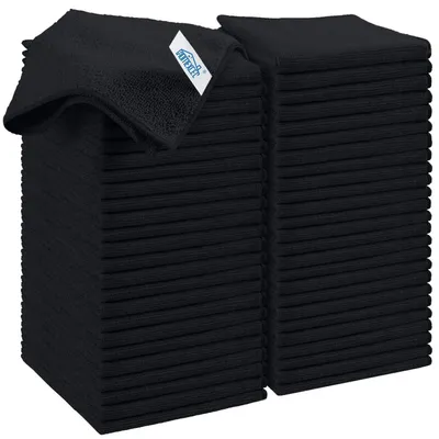 Productafbeelding van Microvezeldoeken, 50 stuks, herbruikbaar, pluisvrij, wasbaar, 30 x 30 cm, zwart