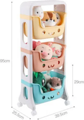 Produktbild von 360Home Regal Kinderregal schön Körbe Aufbewahrung beweglich Spielzeugkiste Kinderzimmer 95x39,5x25,5cm