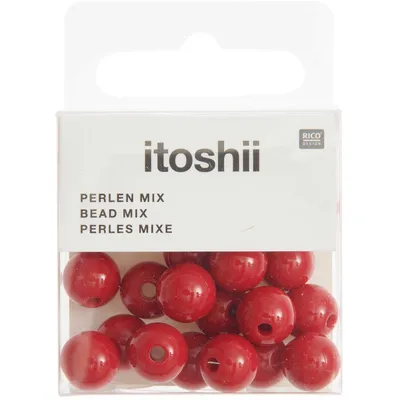 Produktbild von Rico Design runde Kunststoff-Perlen, rot, 10 mm, 24 Stück für Schmuckherstellung