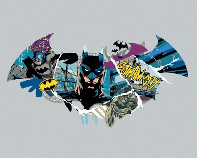 Image de Zuty - Peinture par numéros - BATMAN ET LOGO, 40 x 50 cm, toile tendue sur châssis