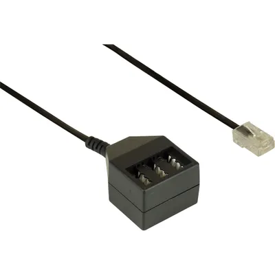 Produktbild von InLine TAE Adapterkabel, RJ45 Stecker auf TAE NFN Dose, 20cm, 0,2 m, RJ-45, Stecker, Buchse, Schwarz, 20 g