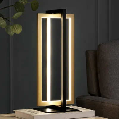 Zdjęcie produktu dla Lampa stołowa EDISHINE LED z regulacją jasności, obrotowa lampa nocna, czarna i złota